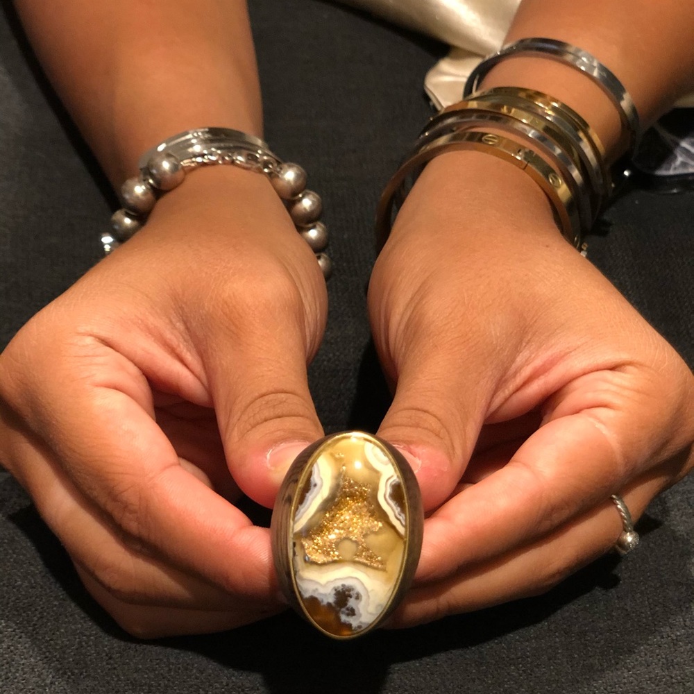 Wood Druzy Ring